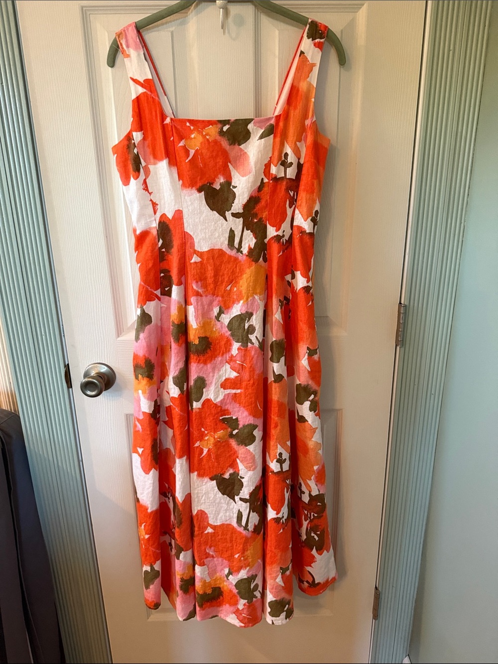 Jolie Orange and White Floral Midi Dress
